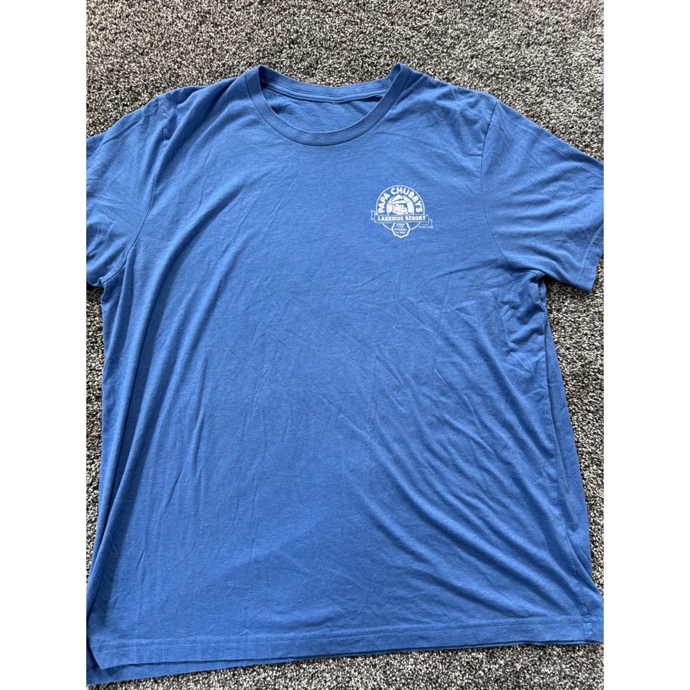Papa Chubby's Lakeside Resort Blue Cooler Heads Prevail Graphic T-Shirt XL y2k